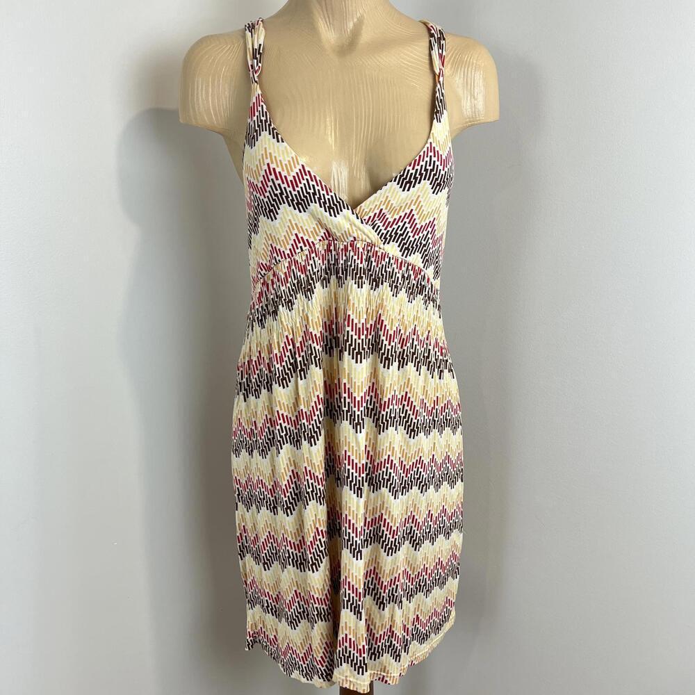 Kuch Women's Small Yellow Pink Beige Sleeveless Summer Mini Dress BOHO Racer y2k